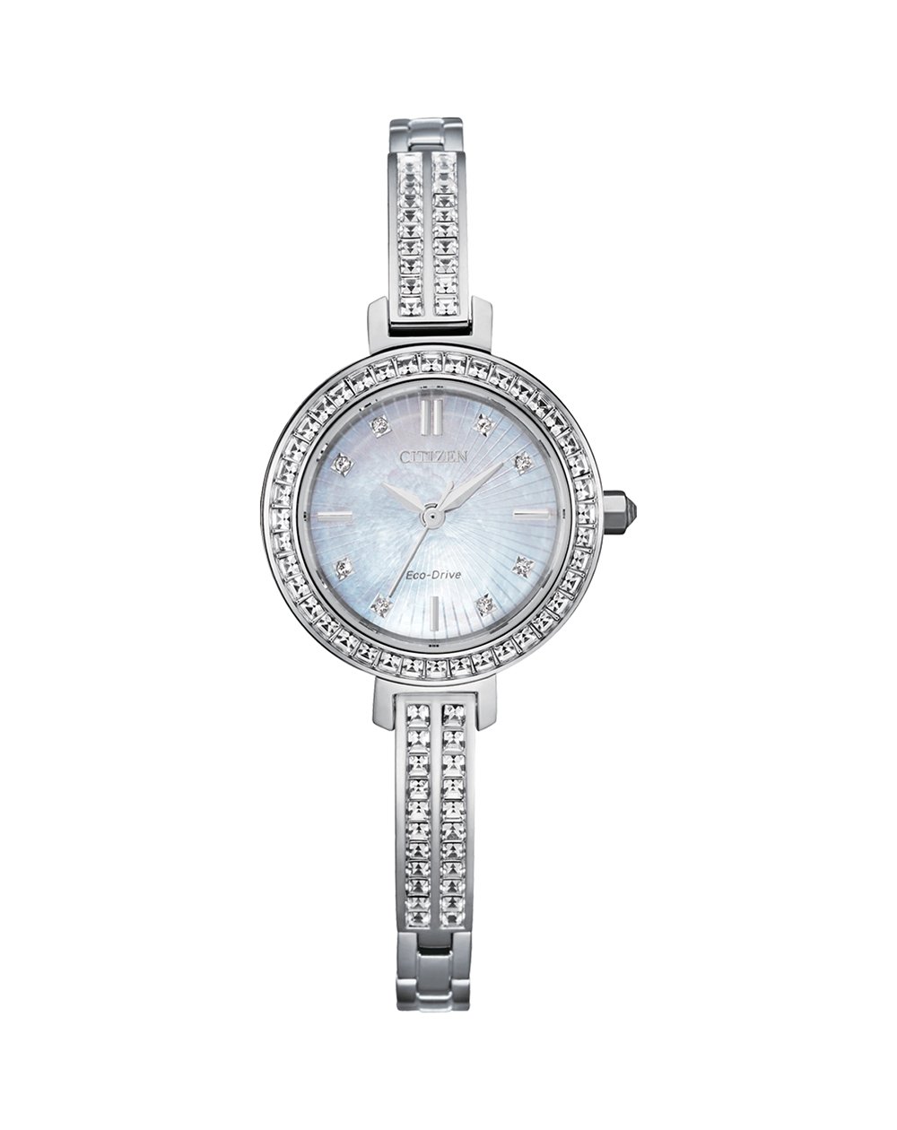 Citizen Eco-Drive Ladies Silver Analogue with Stones_0