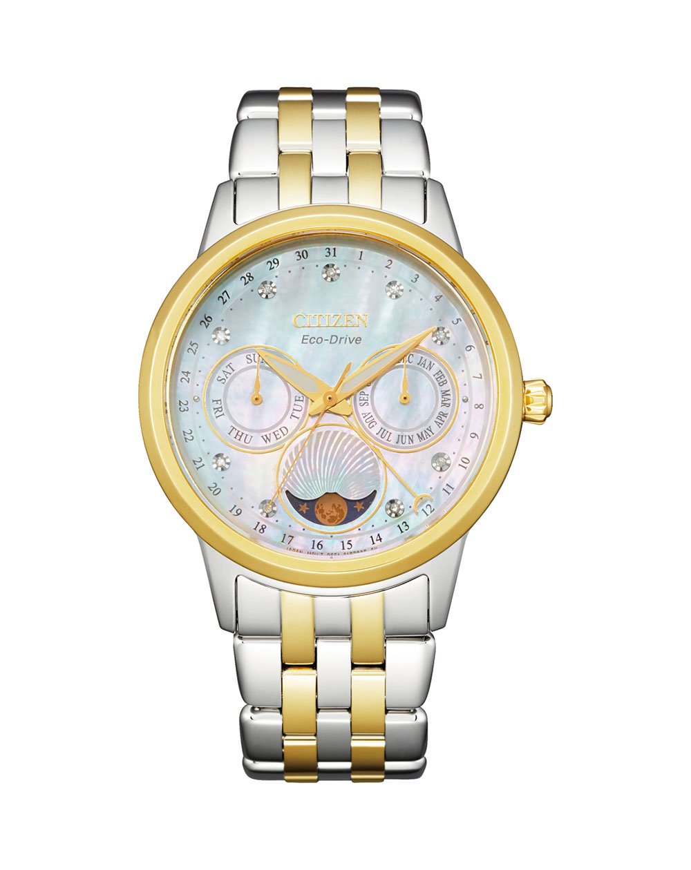 Ecodrive Mother Of Pearl Face And 2 Tone Analogue Date/Day/Month_0