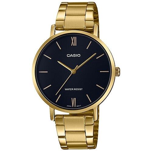 Gold Casio Black Face Analoge Dress Watch_0
