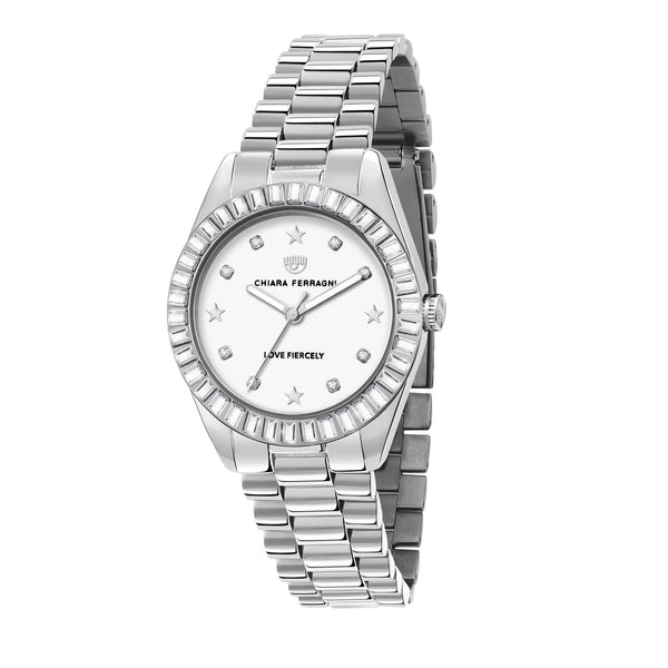 Silver Ladies Watch with Baguette Stones_0