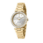 Gold Case with Round Stones Analogue Watch_0
