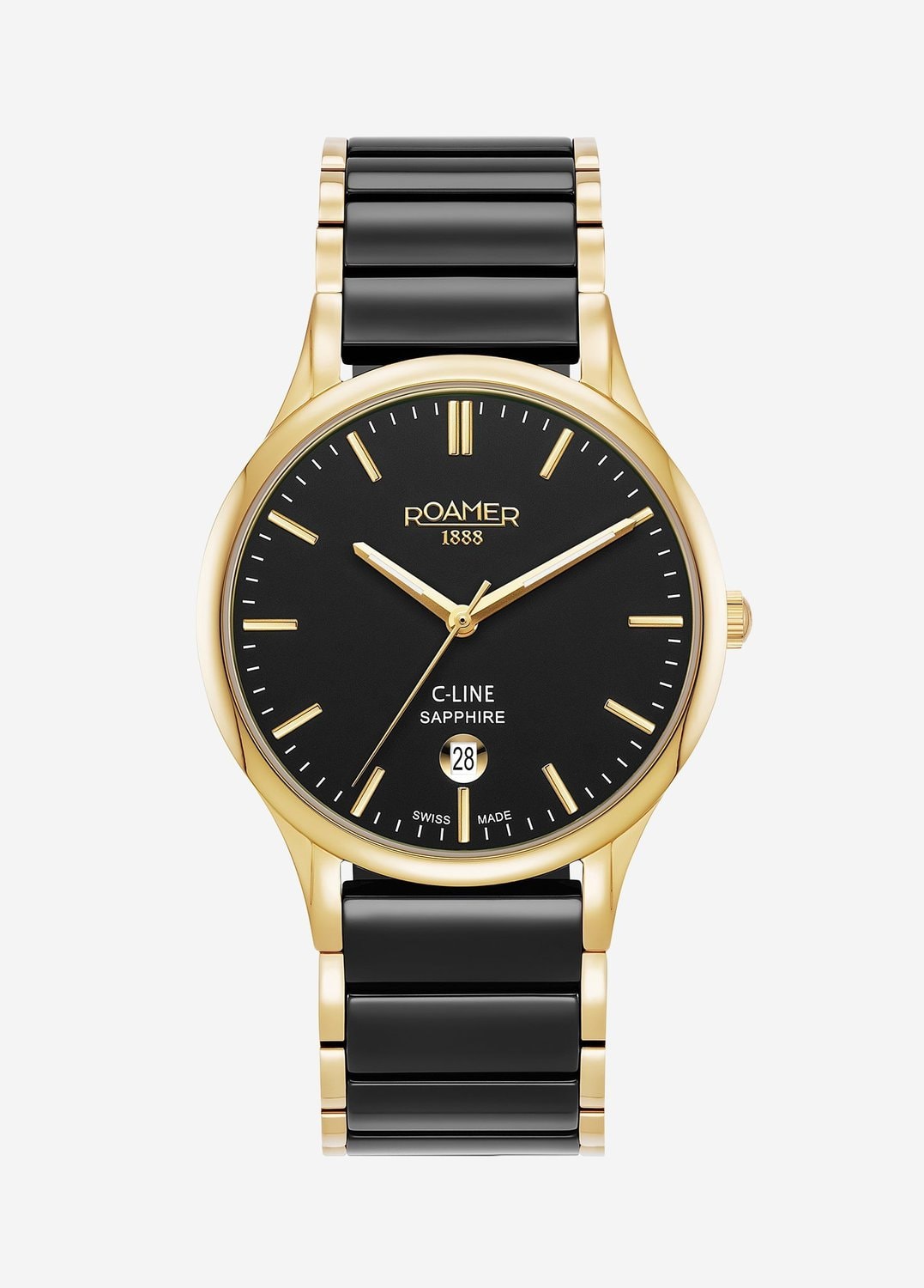 Roamer Ladies Gold and Black Ceramic Analogue Watch_0