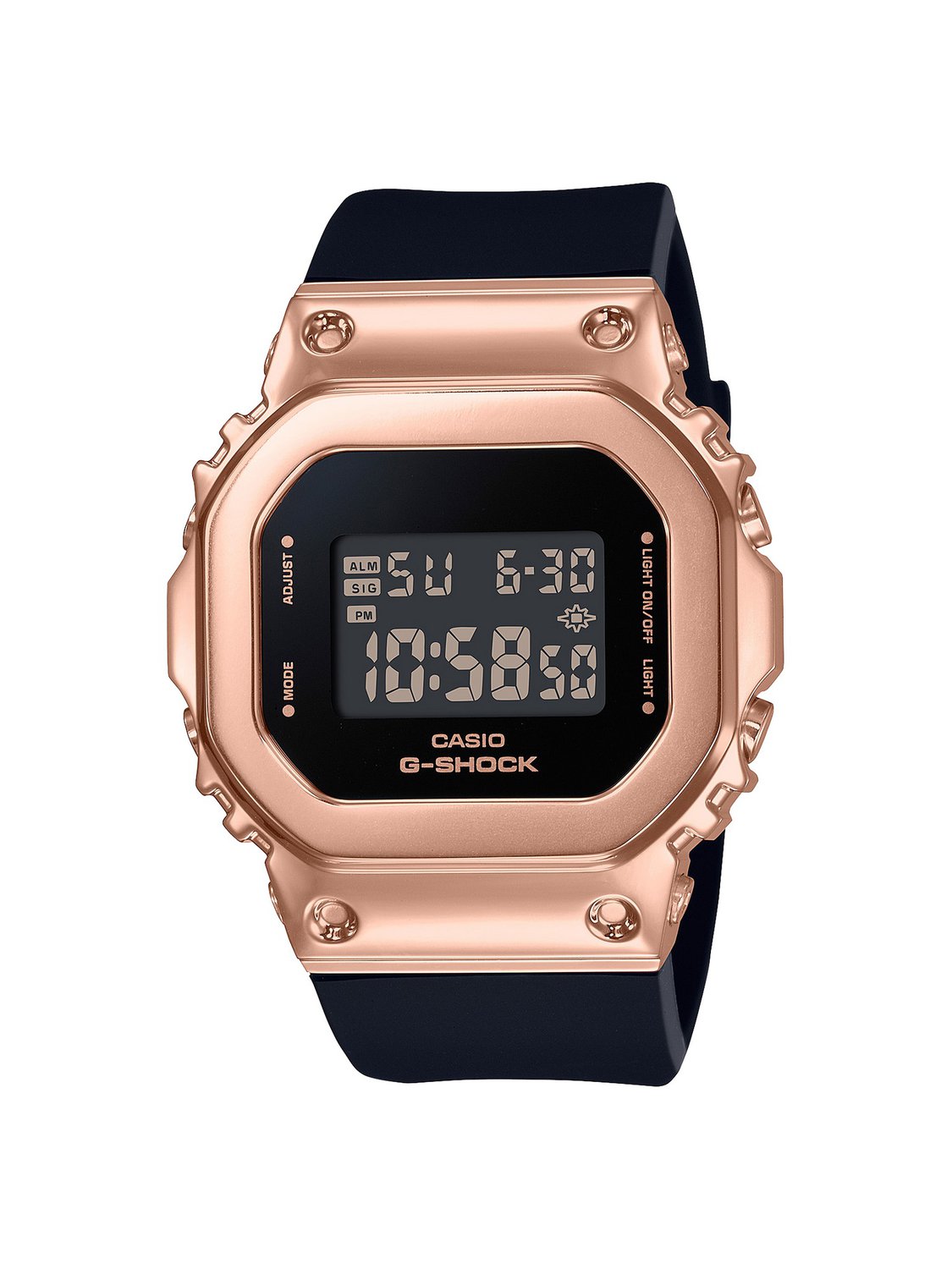 G Shock Ladies Slim Digital Black & Rose Gold Watch_0