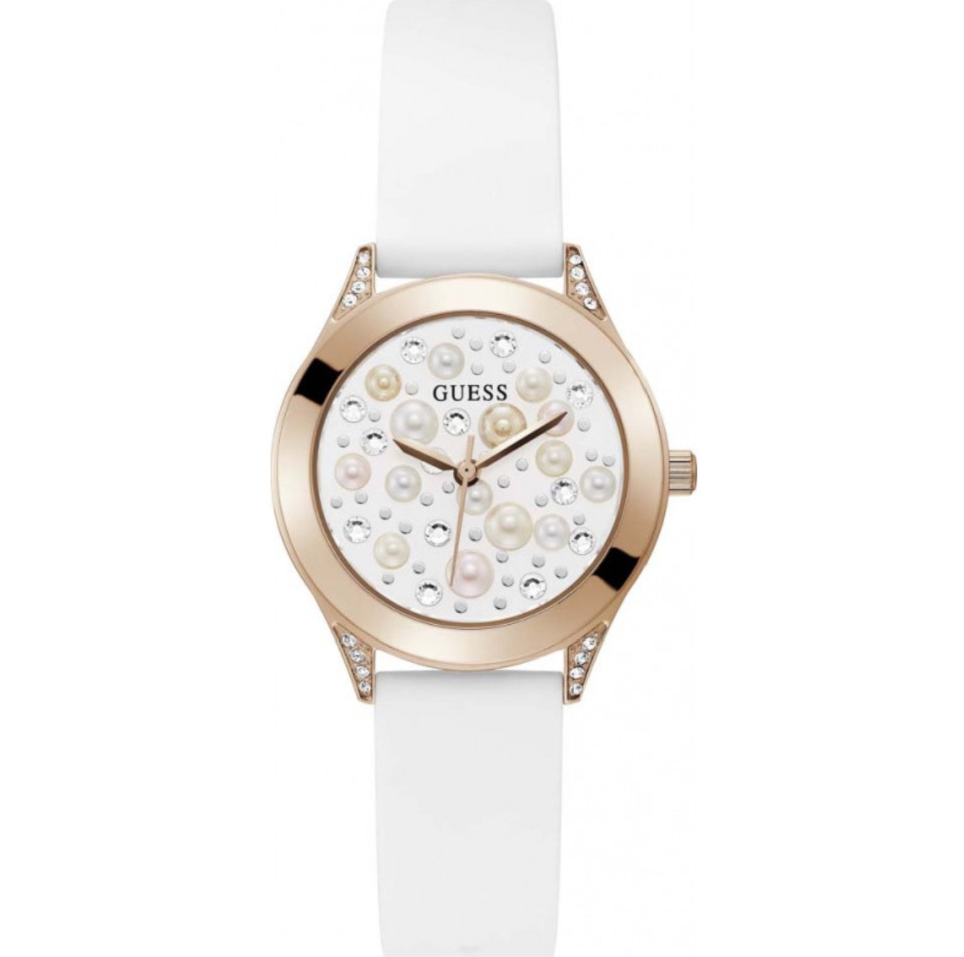 Pearl White and Rose Gold Guess Watch_0