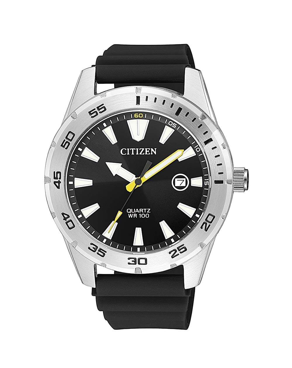 Citizen Gents Silver Analogue Watch with Black Strap_0