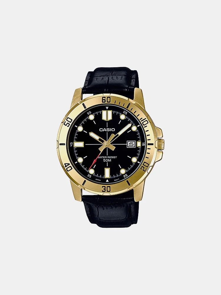 Casio Gold Leather Strap Watch_0