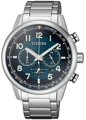 Citizen Gents Eco-Drive Chronogaph 100M Water Resist With Blue Face And Silver Strap_0