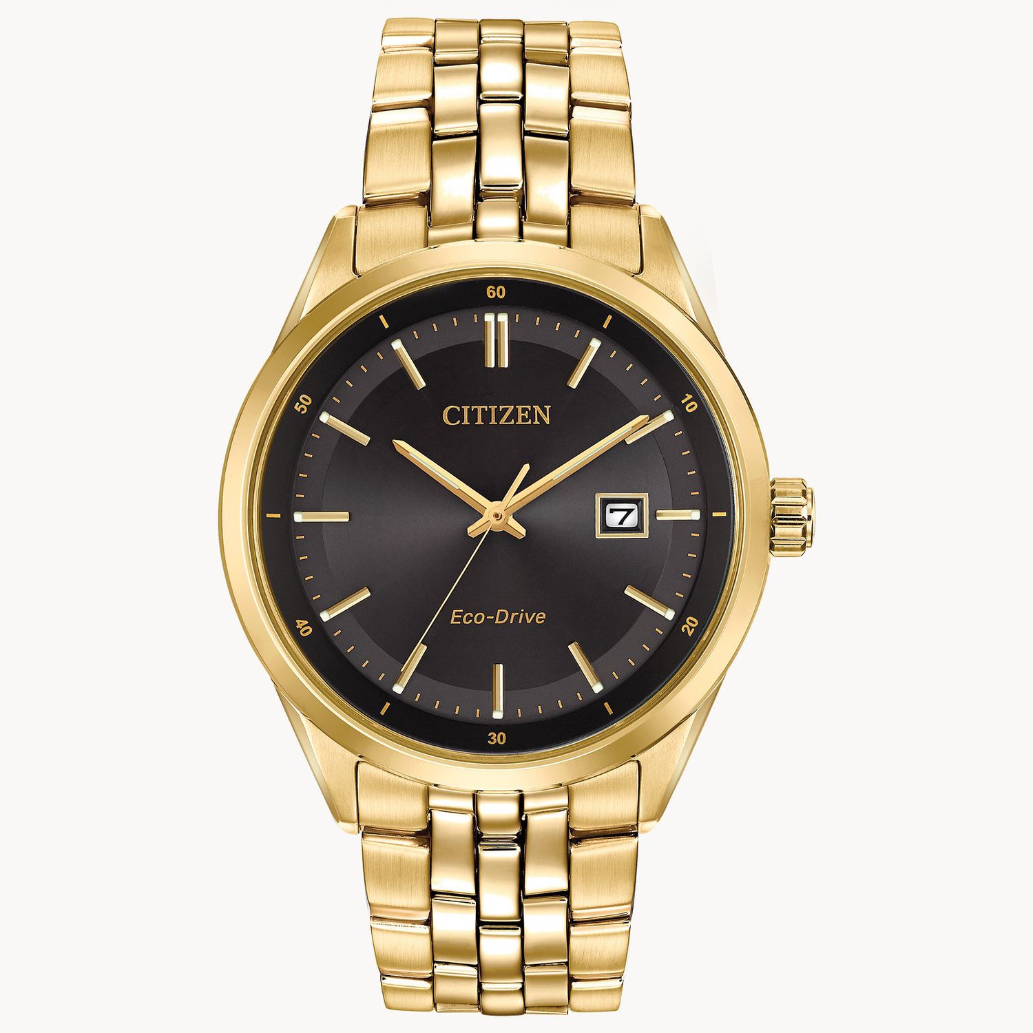 Gents Gold and Black Eco-Drive Watch_0