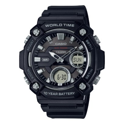 Casio Black Ana Digital Watch with Silver Dial Hands 100mtr_0