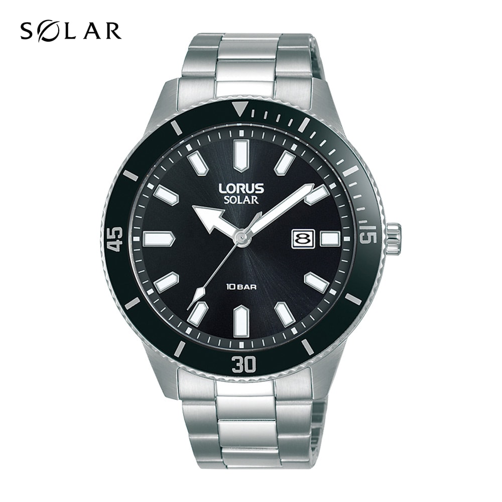 Lorus Black And Silver Solar Watch_0