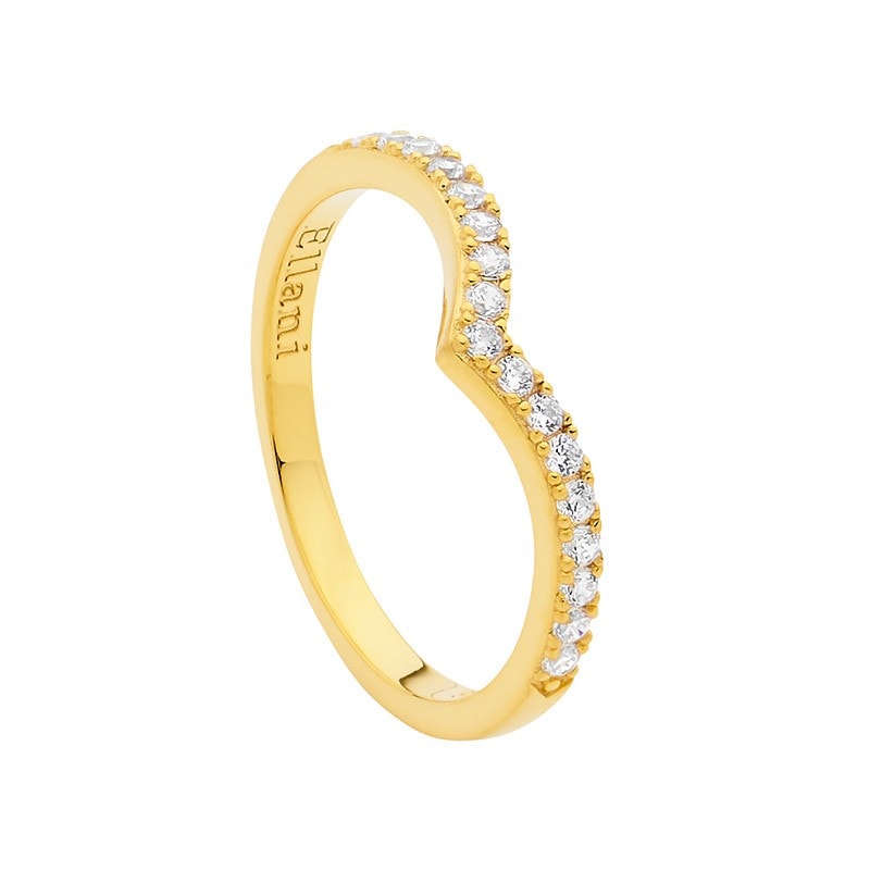 Ellani Gold V CZ Ring_0