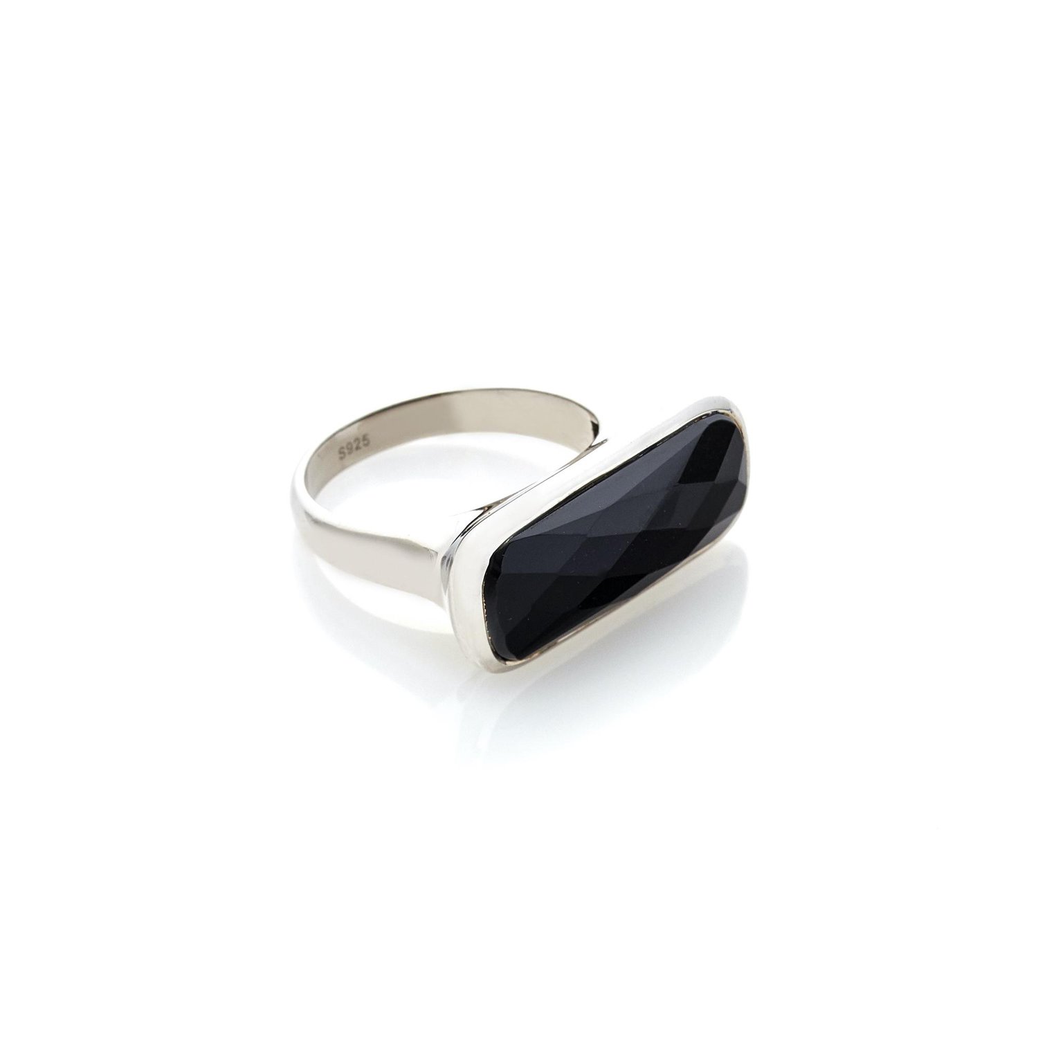 Silk And Steel Grace Ring Black Onyx Silver Ring_0