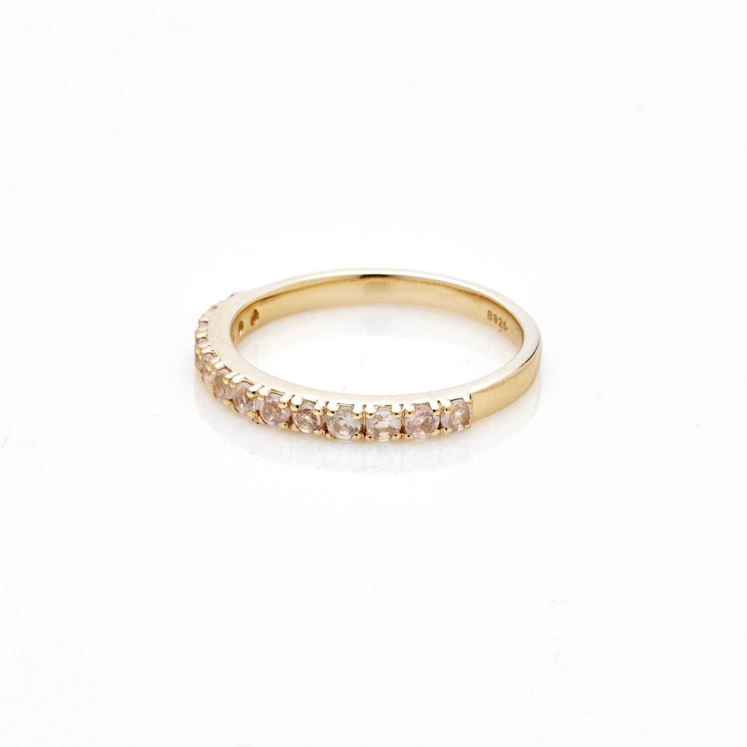Rose Quarts Eternity Style Ring Gold Plated_0
