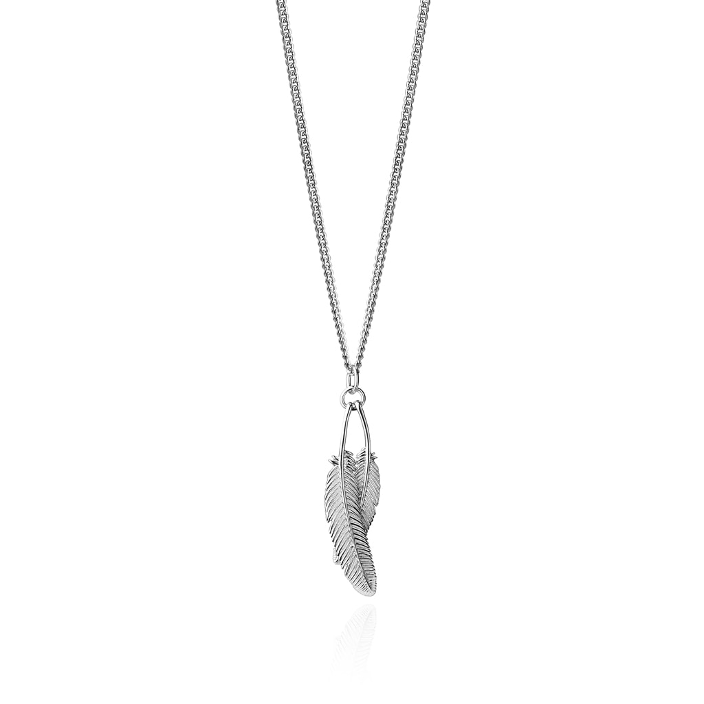 Boh Runga Duo Miromiro Feather Pendant Sterling Silver_0