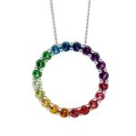 Silver Bright Multi Colour CZ Pendant_0