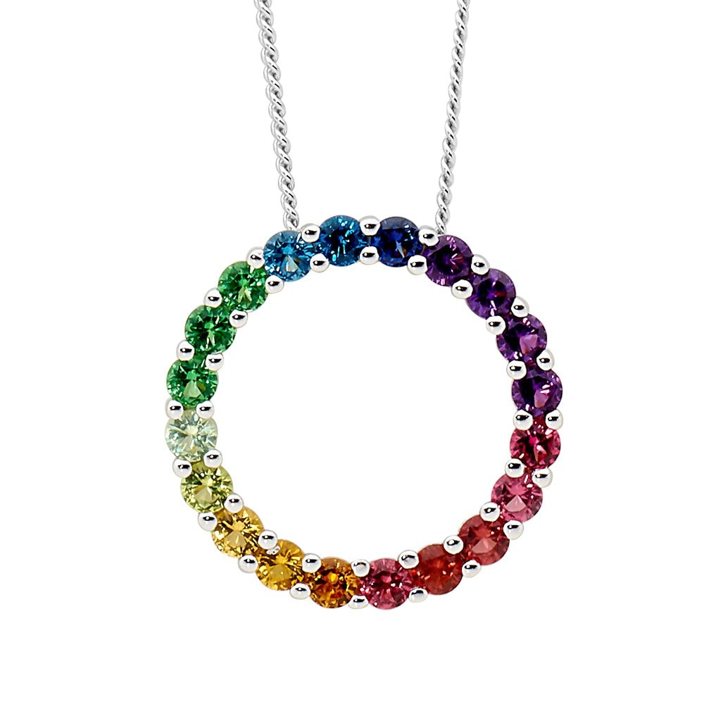 Silver Bright Multi Colour CZ Pendant_0