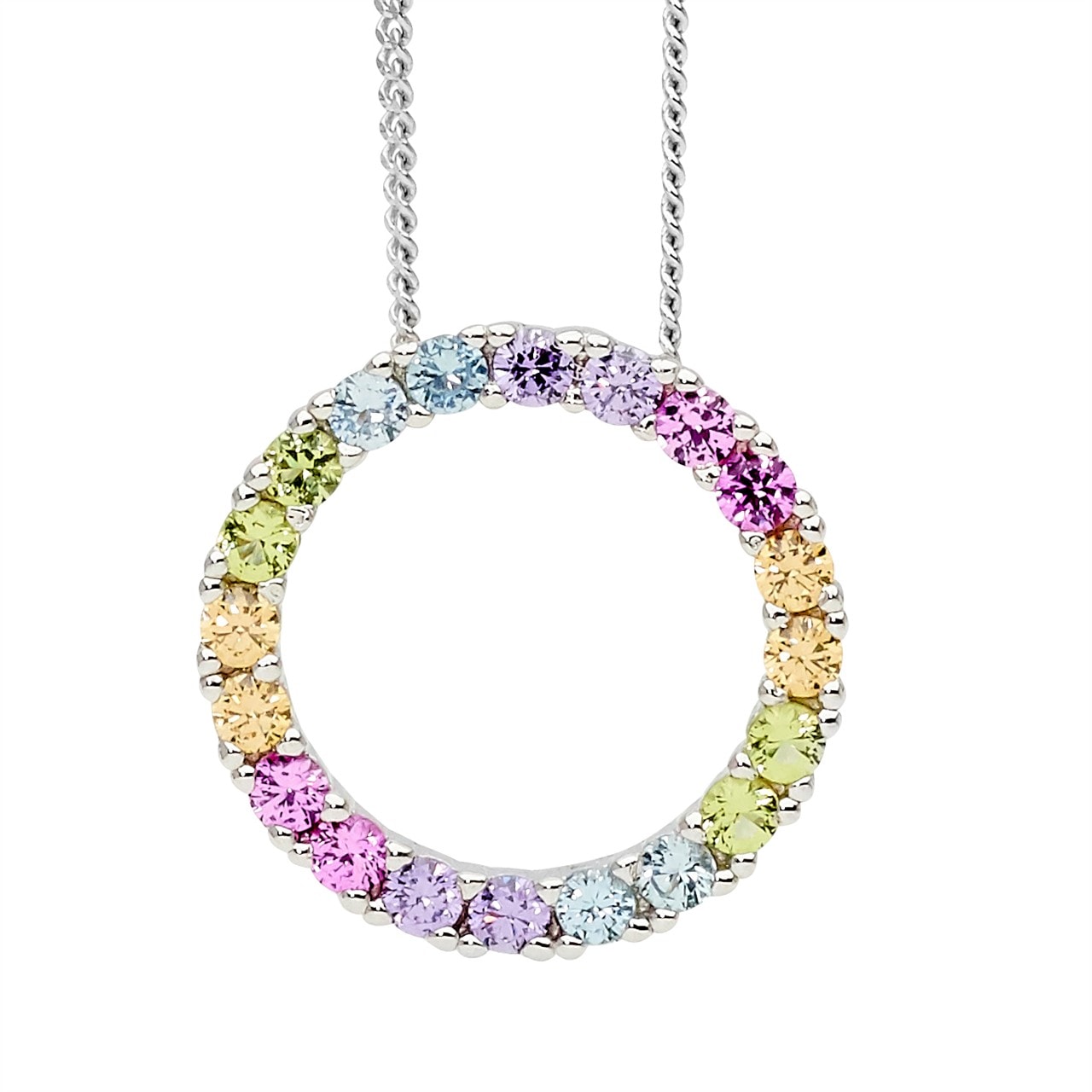 Silver Pastel CZ Circle Pendant_0