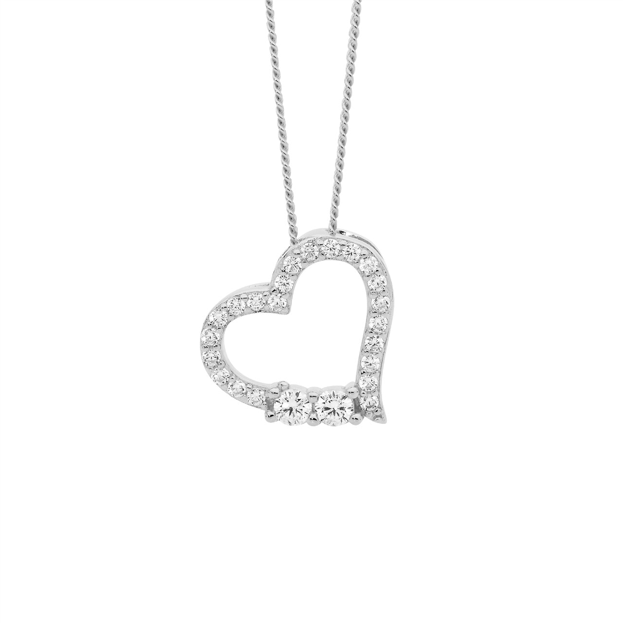 Silver White CZ Heart Pendant_0