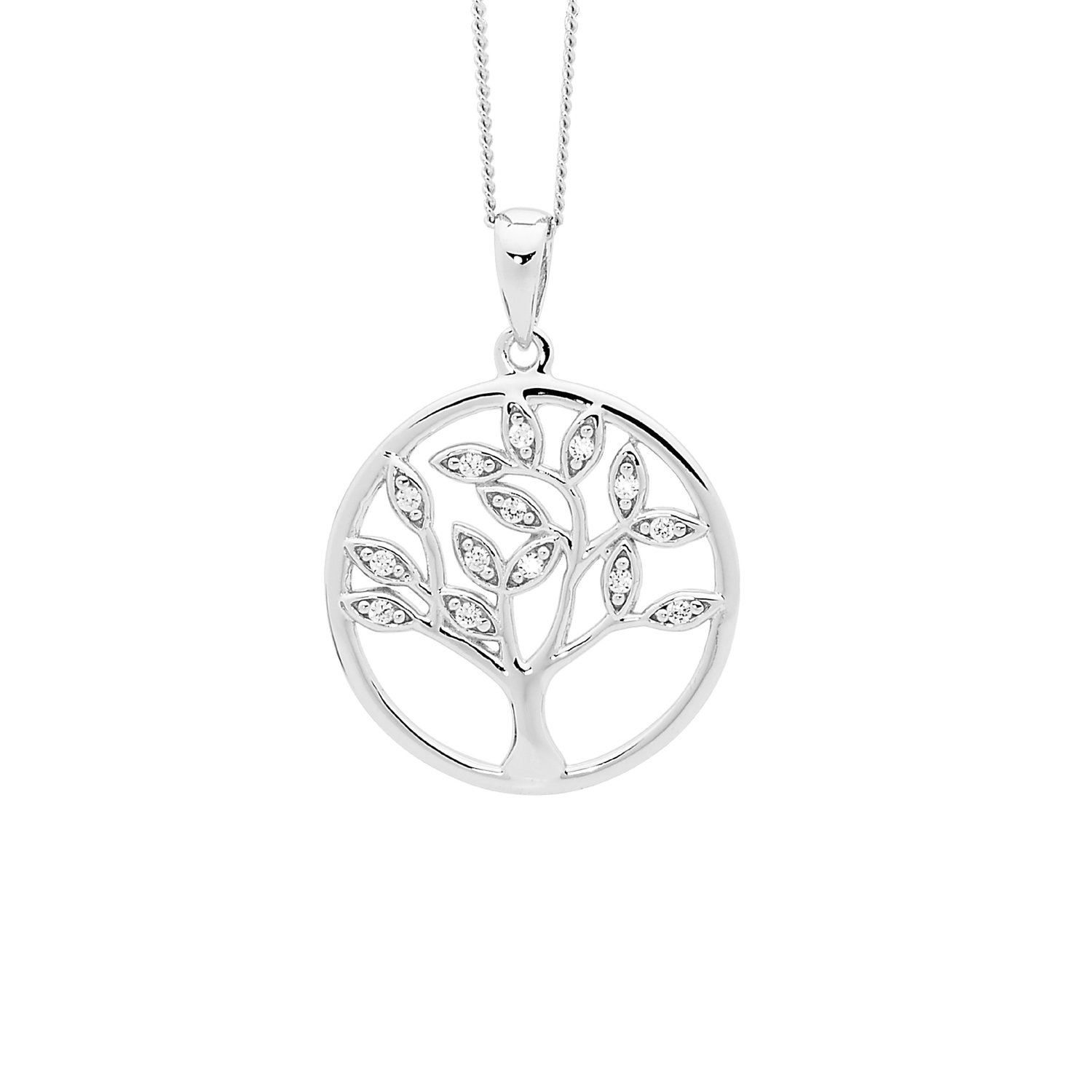 Silver CZ Tree of Life Pendant_0