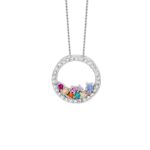 Silver White CZ Pendant w/ Scattered Multi Colour CZ_0