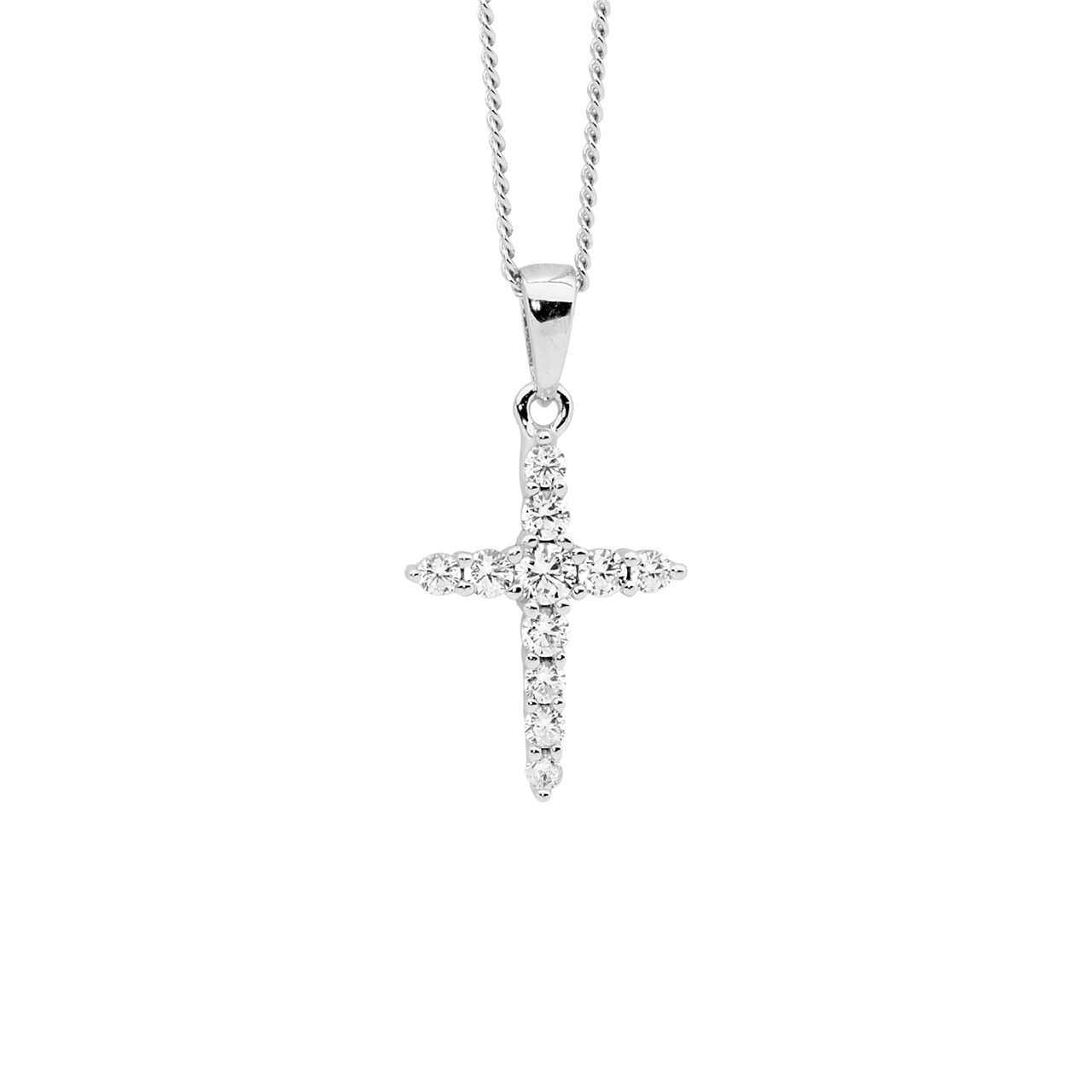 Silver CZ Cross Pendant_0