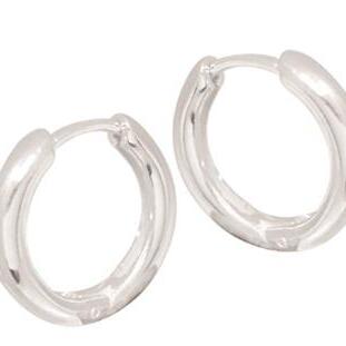 Silver 18 X 3Mm Rounded Plain Huggie Earring_0
