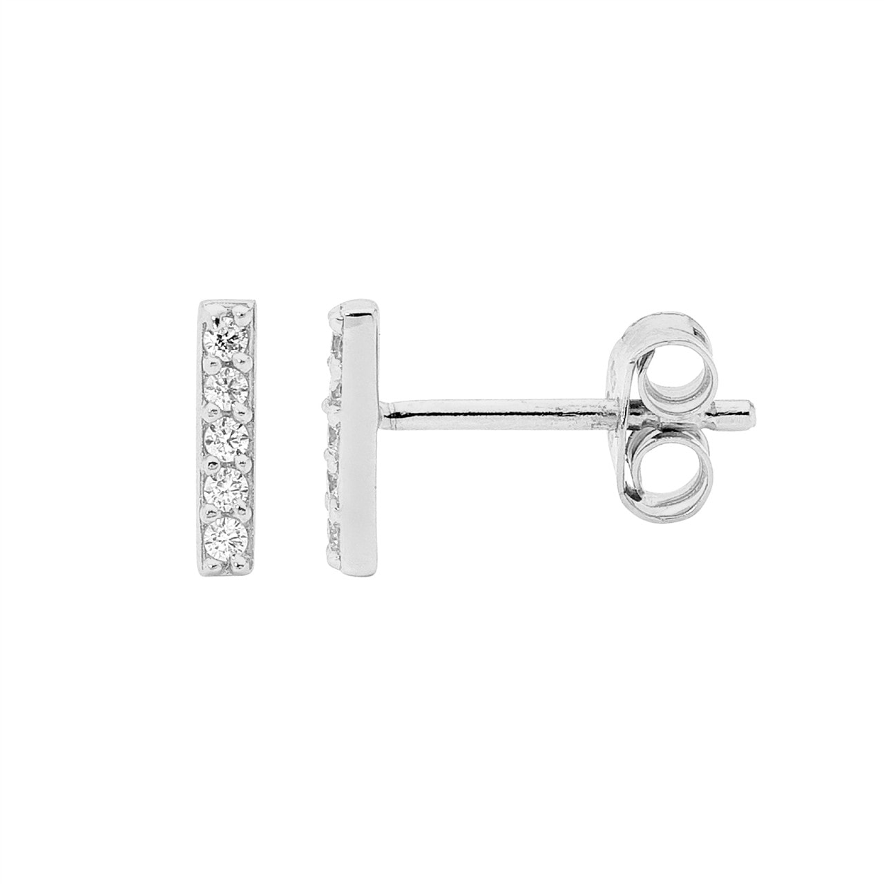 Silver CZ Bar Earring_0