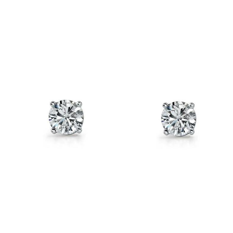 Silver CZ 5mm claw set studs_0