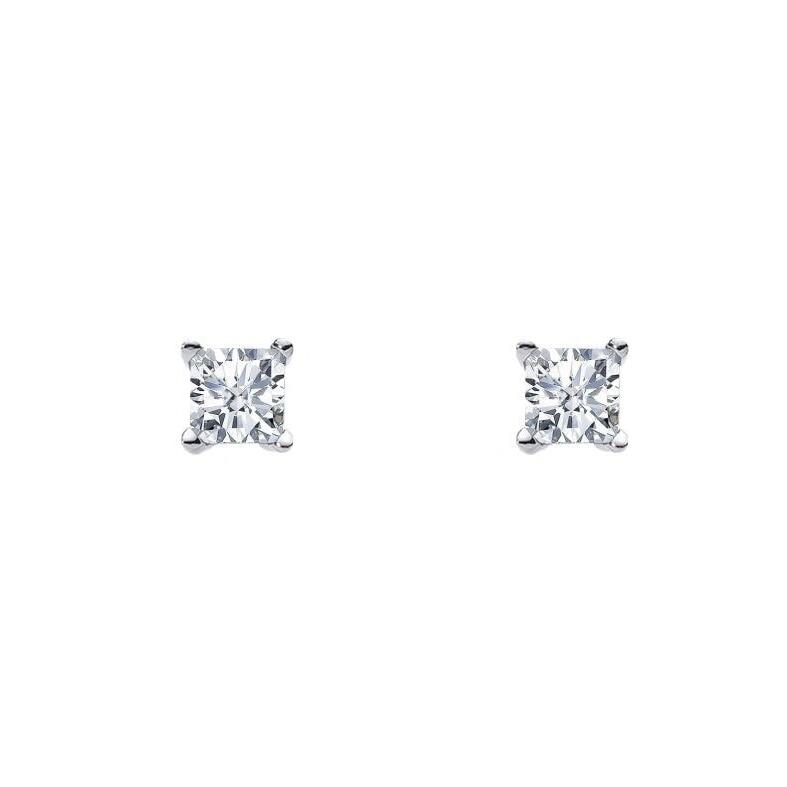 Silver Princess Cut CZ Studs_0