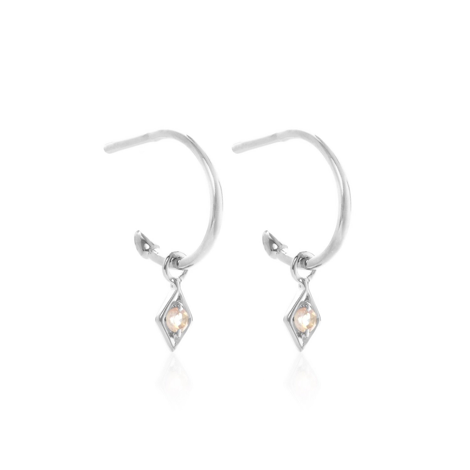Superfine Earrings Keepsake Hoop Rose Quartz + Silver_0