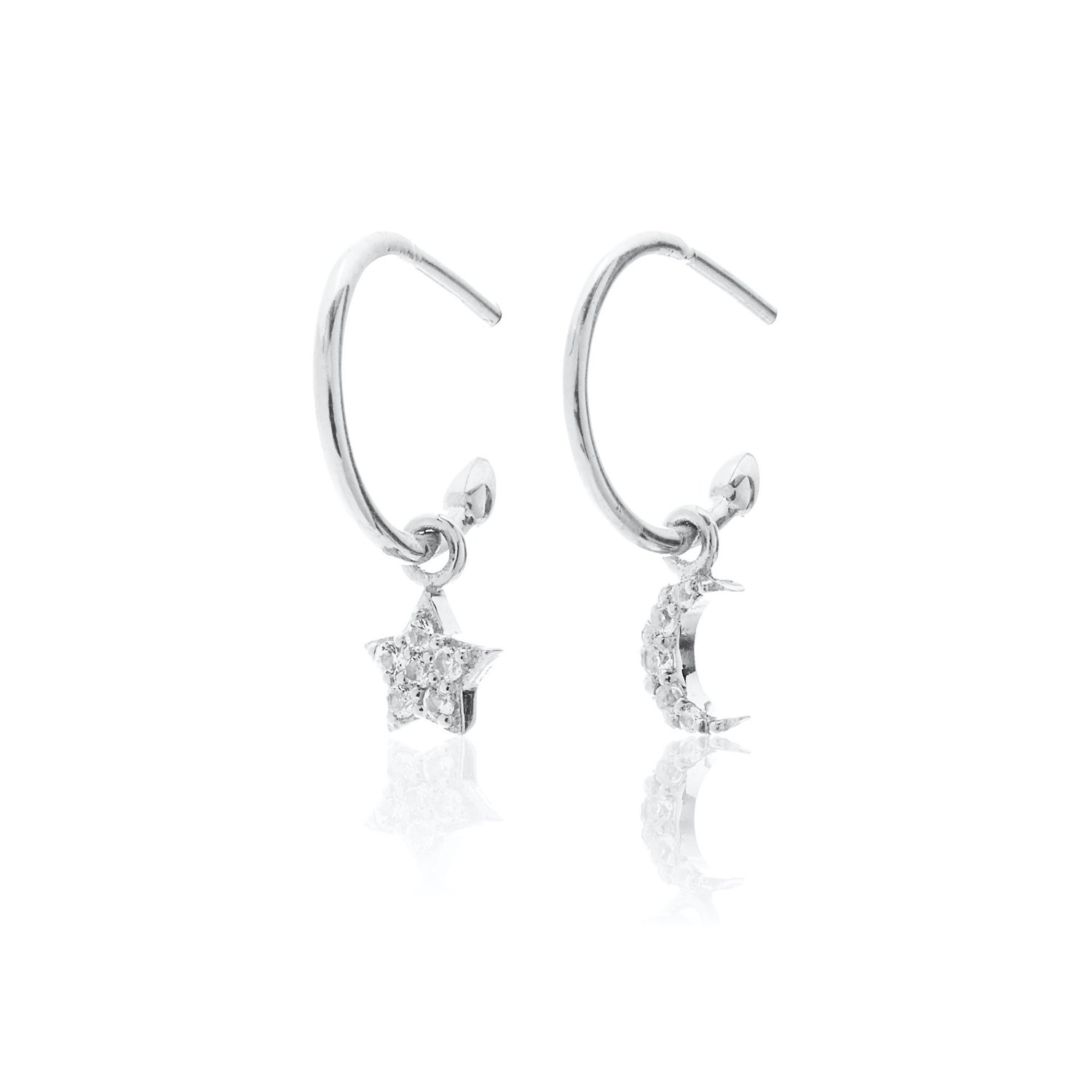 Superfine Celestial Hoop Earrings White Topaz + Silver_0