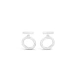 Fabuleuxvous Stirling Silver Circle Stud Earring with Bar_0