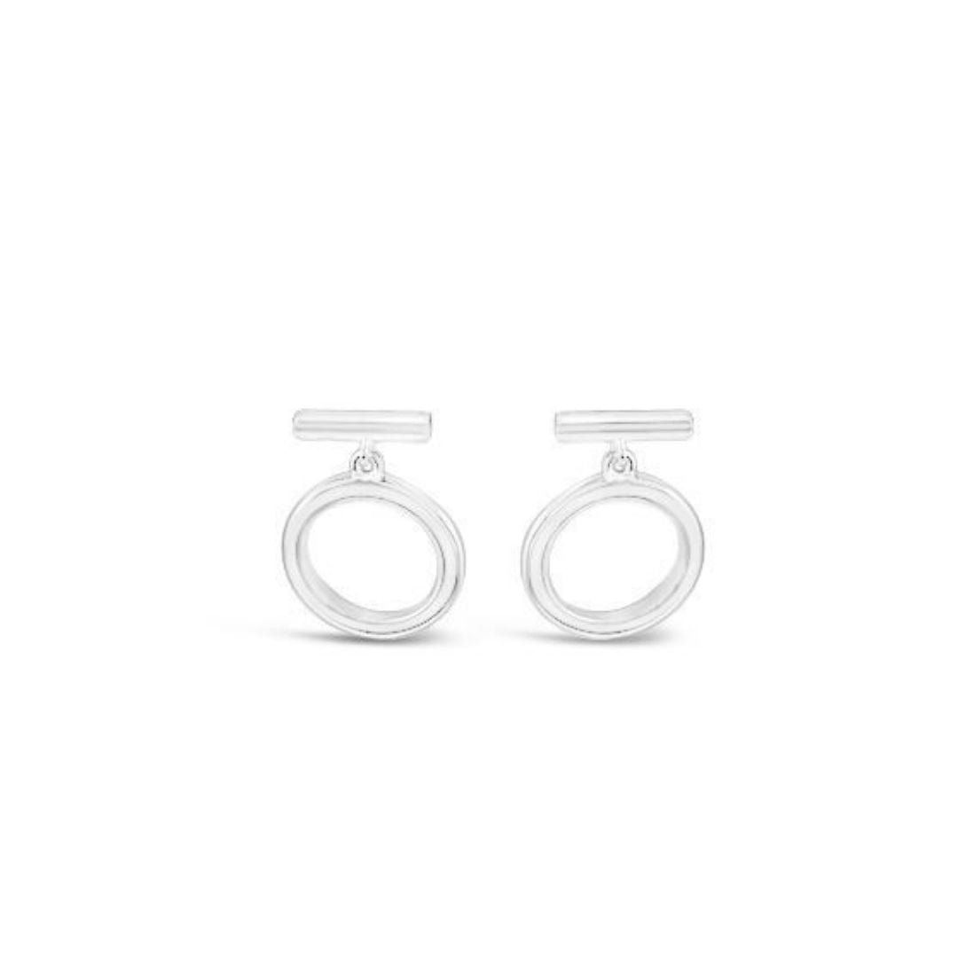 Fabuleuxvous Stirling Silver Circle Stud Earring with Bar_0