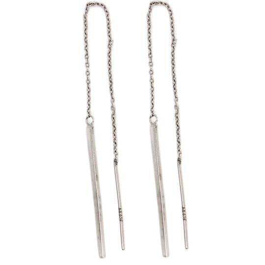Sterling Silver Plain Thread Earrings_0
