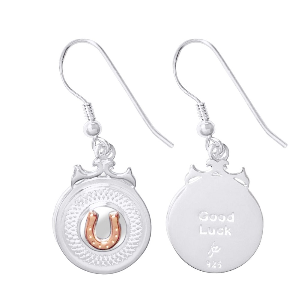 Fabuleux Vous Declaration Good Luck Earrings are made in Sterling Silver, with a rose gold finished horseshoe._0