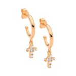 Rose Gold Plated Cross Hoop Earrings_0