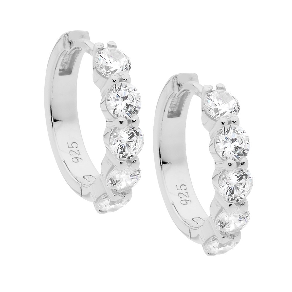 Silver CZ hoop Earrings_0