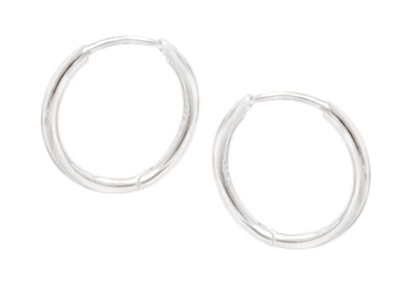 Silver Round Huggie Earring_0
