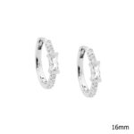 Silver CZ Hoop Earrings w/ White Baguette CZ_0