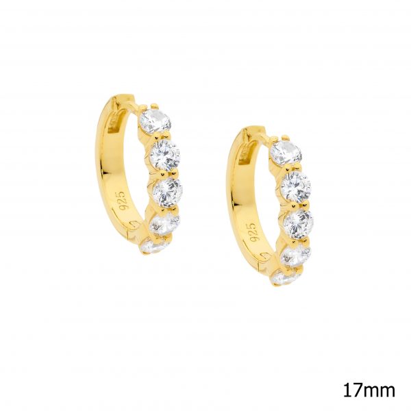 Gold Plated CZ Huggie Earrings_0