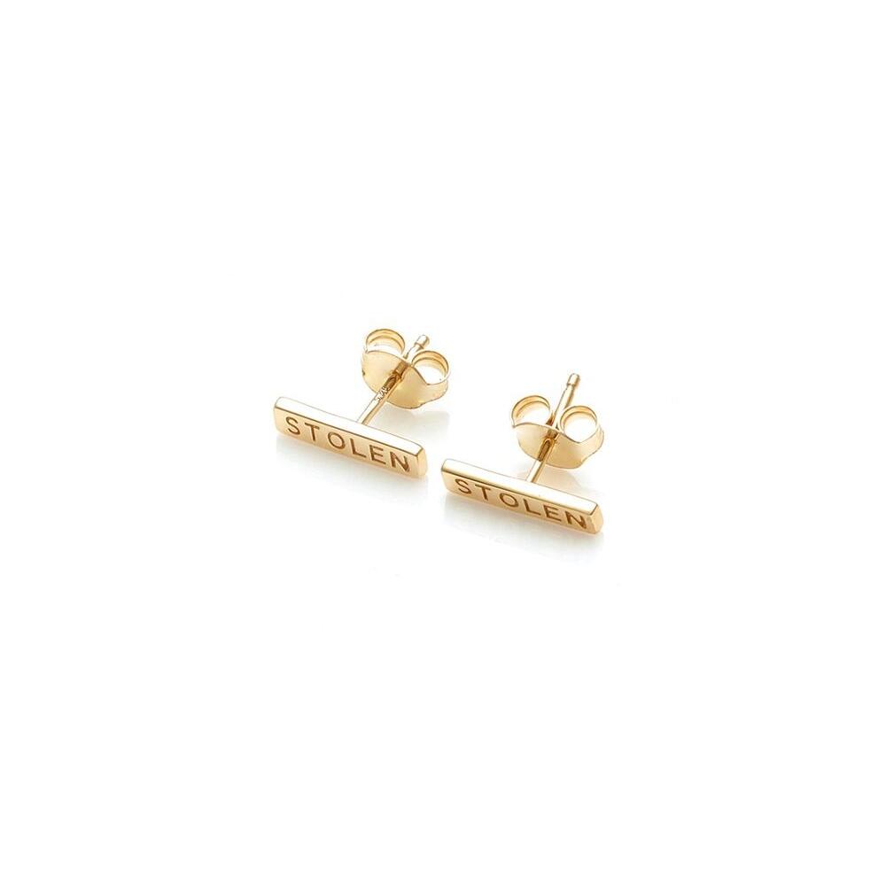 Gold Plated Tiny Stolen Bar Earrings_0