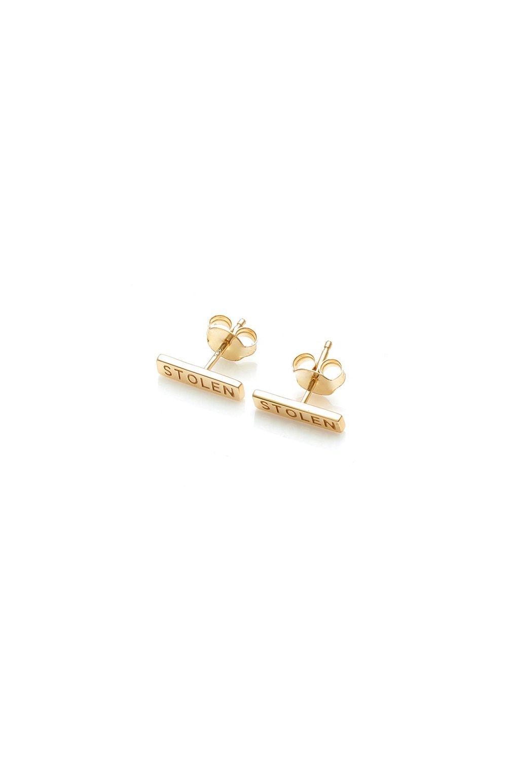 Gold Plated Tiny Stolen Bar Earrings_0