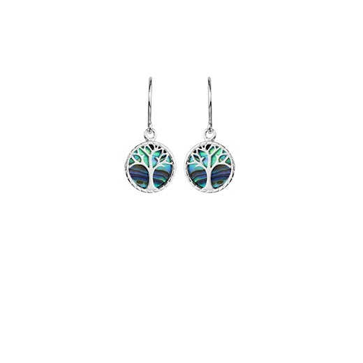 Evolve Tree of Life (strength) Drop Earrings with Paua_0