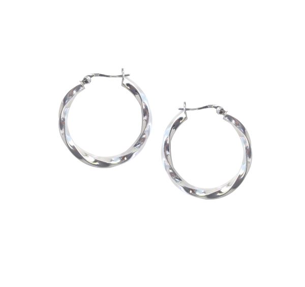 Silver Twist Hoops - Knights The Jewellers Online Jewellery Store