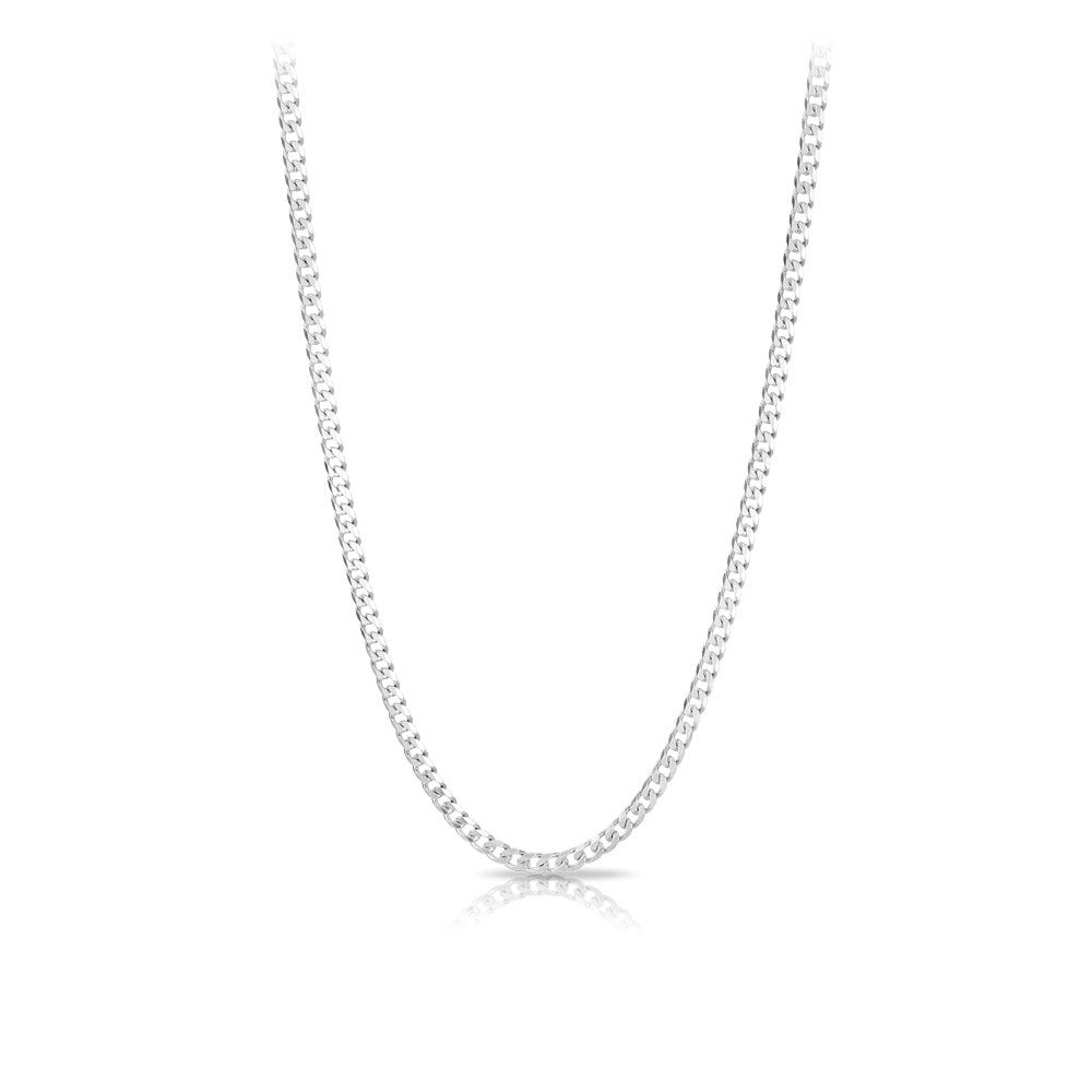 Silver Flat Diamond Cut Curb Chain 50cm_0