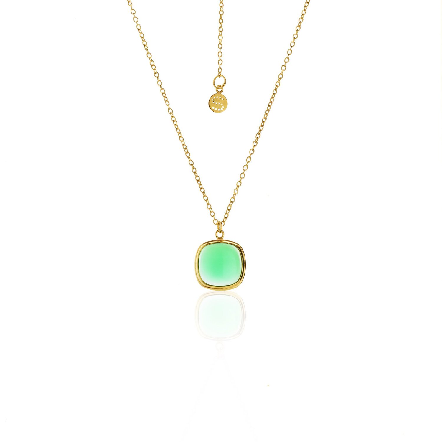 Heritage Green Onyx Cabochon Necklace Gold Plated Sterling Silver_0