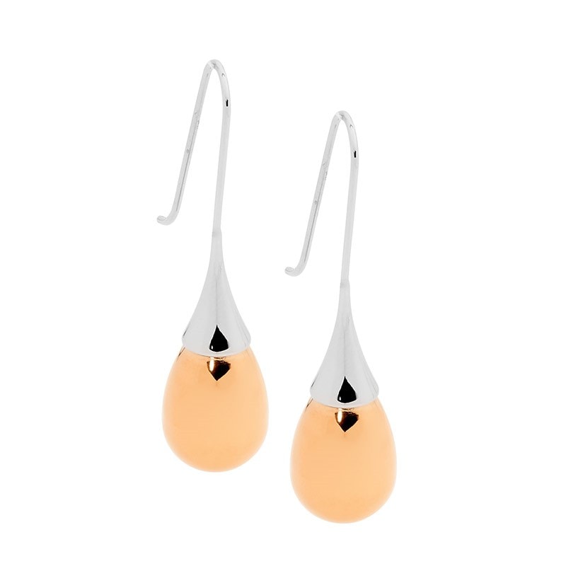 Rose Gold Plated Long Teardrop Earrings_0