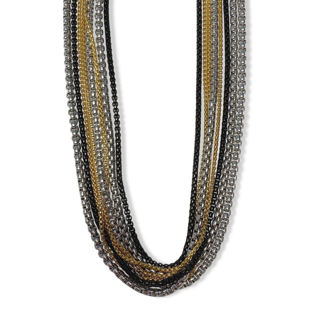 Steel Me Multi Layer Chain Necklace_0