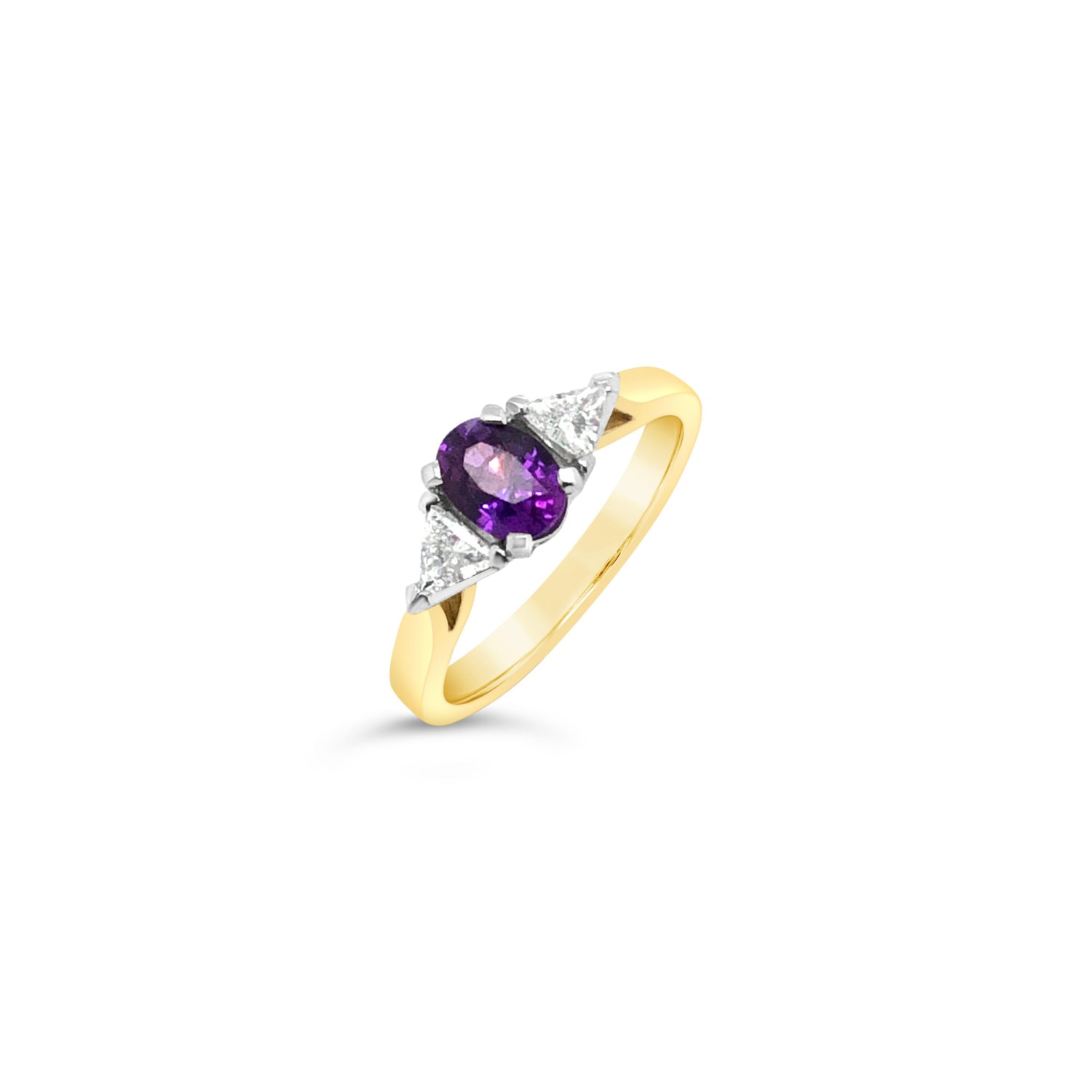 Purple Sapphire .88pt and Trilliant Diamind 0.37pt 18ct Gold Ring_0