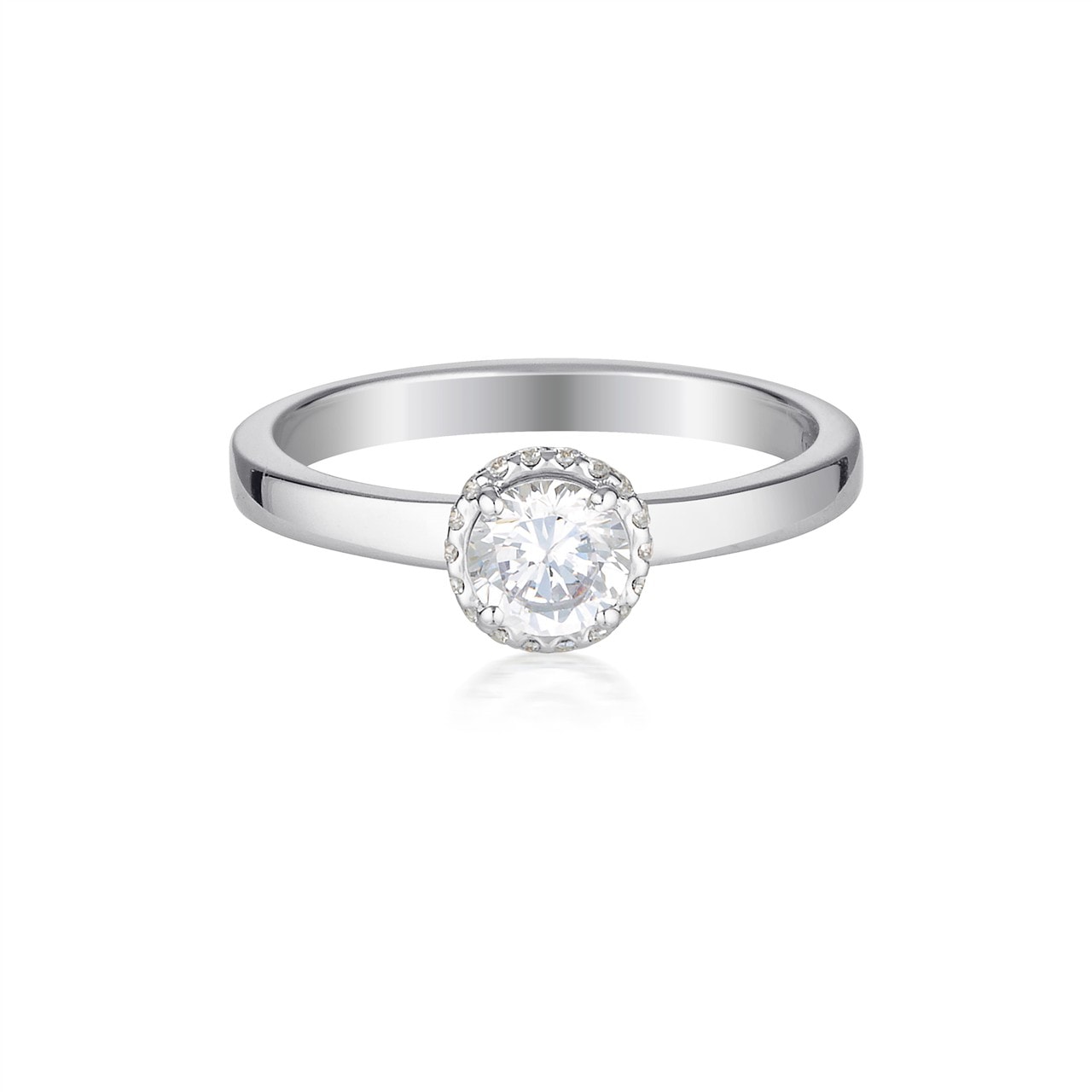 18ct White Gold Lab Grown Halo Ring_0